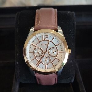 Fossil Gold and Brown Leather Watch